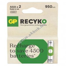 GP ReCyko Ni-MH akku HR03 (AAA) 950mAh 2db/csomag - A kszlet erejig!