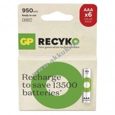 GP ReCyko Ni-MH akku HR03 (AAA) 950mAh 6db/csomag