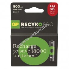 GP ReCyko Pro NiMH akku HR03 (AAA) 800mAh 6db/csomag