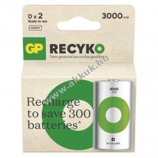 GP ReCyko Ni-MH akku HR20 glit akku (D), 30000mAh 2db/csomag