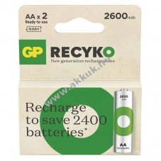 GP ReCyko Ni-MH akku HR6 (AA), 2600mAh 2db/csomag - A kszlet erejig!