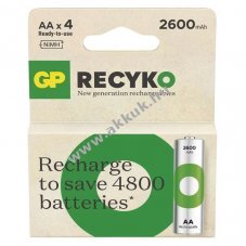 GP ReCyko Ni-MH akku HR6 (AA), 2600mAh 4db/csomag - A kszlet erejig!