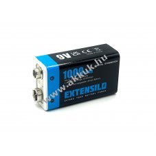 EXTENSILO 9V Block akku Micro-USB aljzat, 6F22, 6LR61, Li-Ion, 8.4V, 1000mAh kbel nlkl