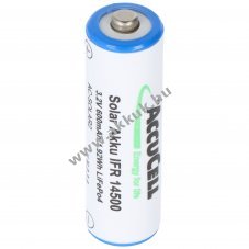 IFR 14500/AA Solar akku Lithium, 3.2V, 600mAh, LiFePo4