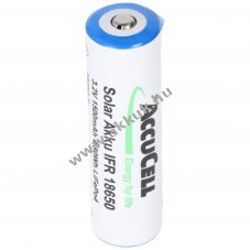 IFR 18650/AA Solar akku Lithium, 3.2V, 1500mAh, LiFePo4, rintkez fejjel