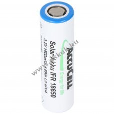 IFR 18650/AA Solar akku Lithium, 3.2V, 1500mAh, LiFePo4