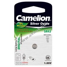 Camelion ezst-oxid gombelem SR43 / G12 / LR43 / 186 / 386 1db/csom. - A kszlet erejig!