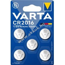 Varta lithium gombelem CR2016 5db/csom.