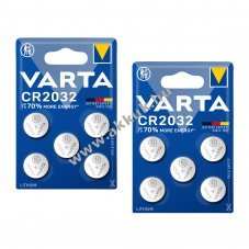 10db VARTA CR2032 DL2032 ECR2032 Lithium gombelem 2db 5db-os bliszter rkhoz, autkulcsokhoz stb.