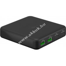 Hlzati 4 portos asztali gyorstlt 2db USB-A s 2db USB-C, 65W, fekete - A kszlet erejig!