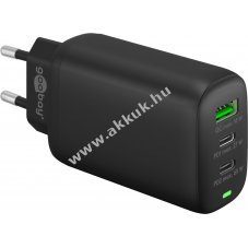 USB-C Power Delivery 3 portos gyorstlt, 65W, fekete - Kirusts!