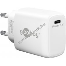 Hlzati USB-C gyorstlt, 25W, fehr, Power Delivery, PD