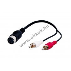 Audiokbel adapter, DIN ni sztere RCA csatlakozra, 20cm