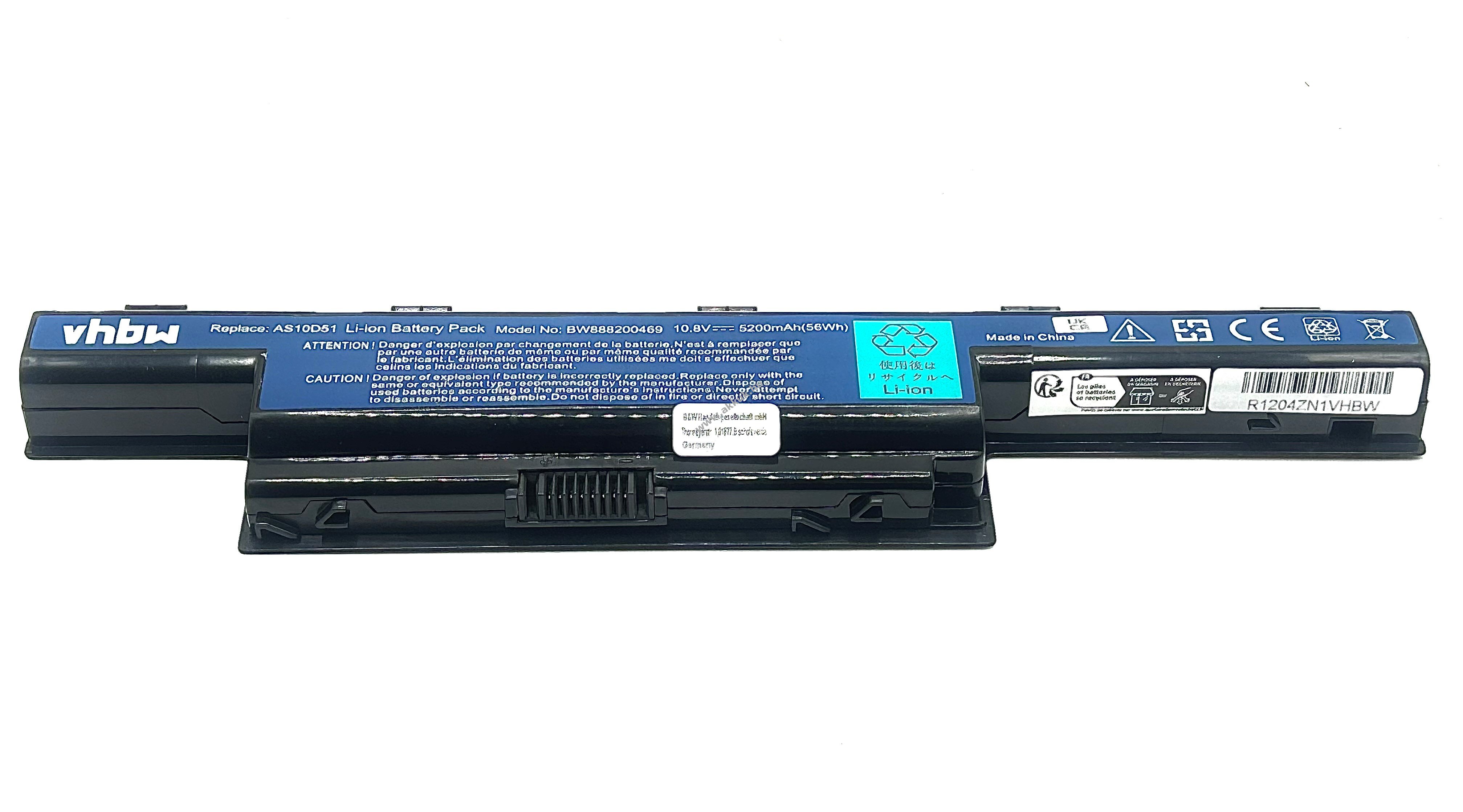 Helyettesítõ akku Acer Aspire 4551 típus AS10D51 5200mAh - Kiárusítás! akciós termékkép 1