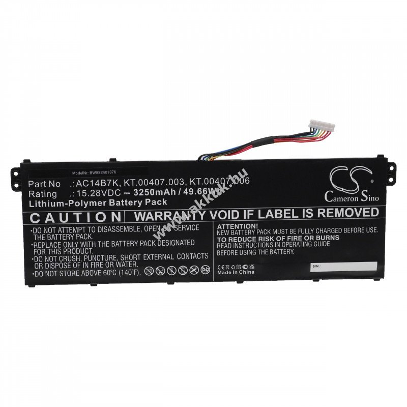 Helyettesítõ akku Acer Aspire 5 A515-41G-18Z3 3250mAh akciós termékkép 1