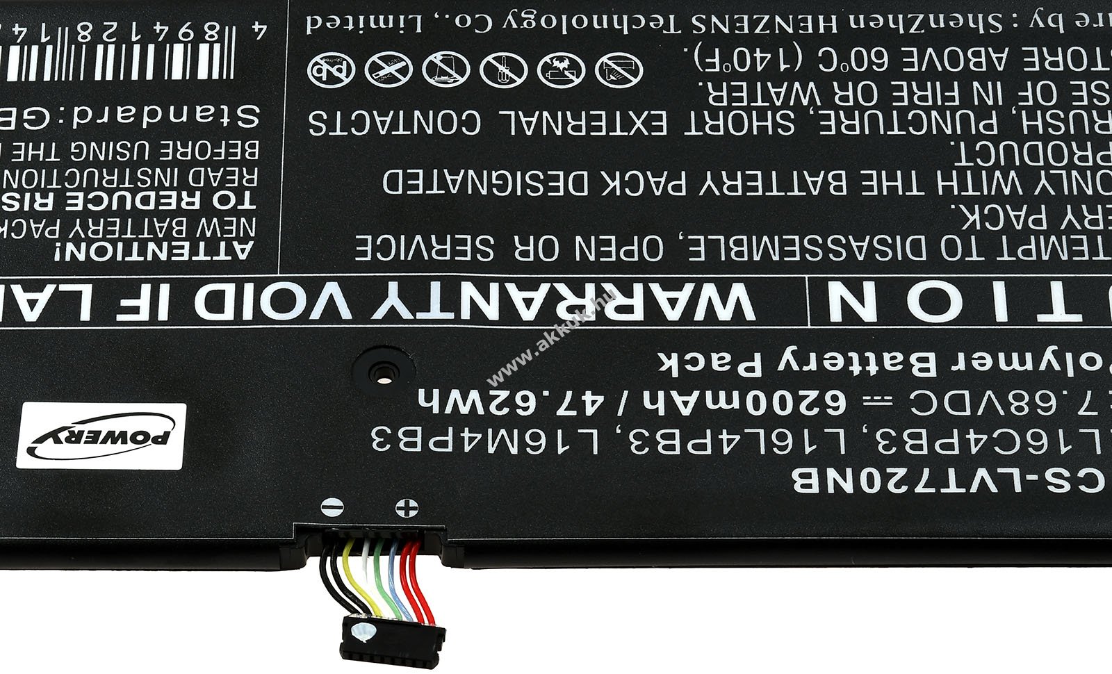 Powery helyettesítő laptop akku lenovo ideapad 720s-13ikb / ideapad 720s-13ikb (81a8)