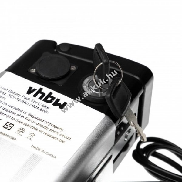 Vhbw helyettesítő nyeregcső, üléscső akkumulátor + töltő e-kerékpárhoz, li-ion, 36v, 16.8ah, ezüst