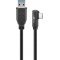 USB-C - USB A 3.0 kbel 90-ban fajltott fejjel, fekete, 1.5m - A kszlet erejig!